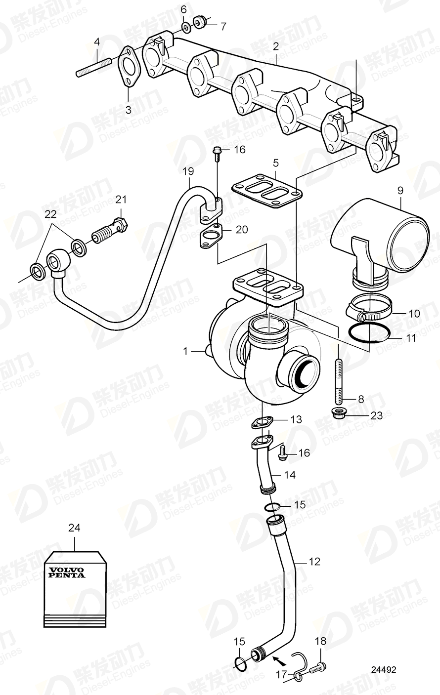 VOLVO Exhaust pipe 22603484 Drawing